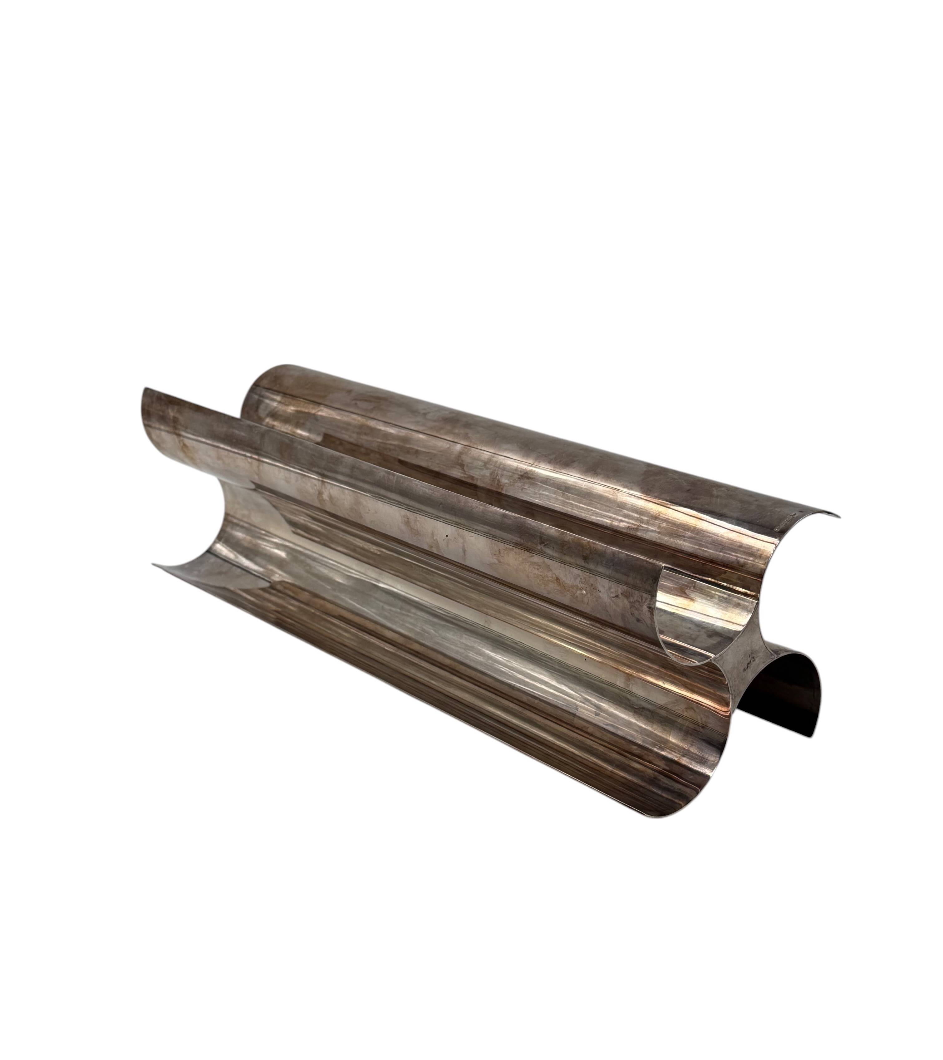 Christian Dior, Silver-plated solifleur sculptural vase, Dior France 1980s