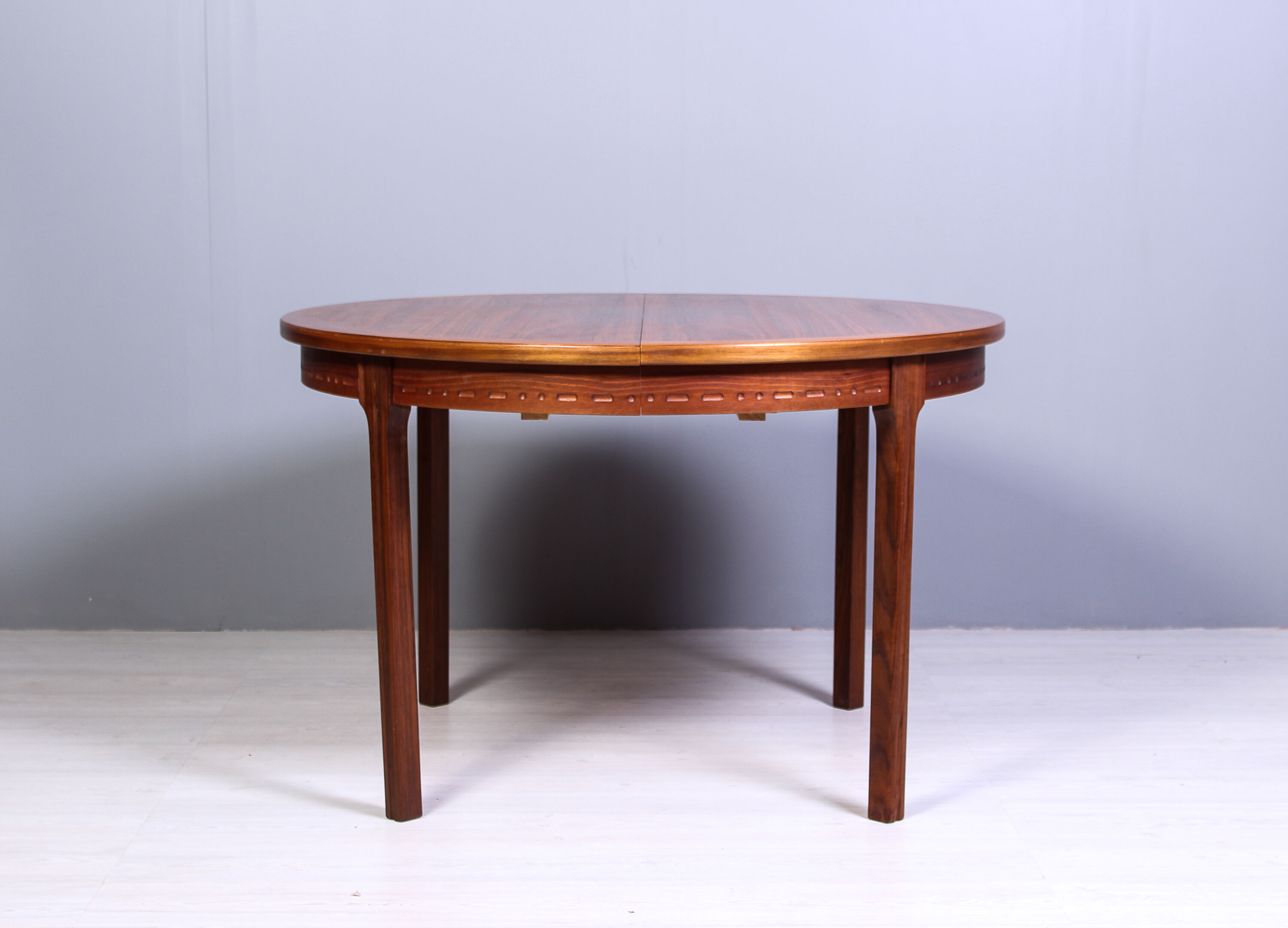 Round walnut dining table by Troeds, Sweden, 1960