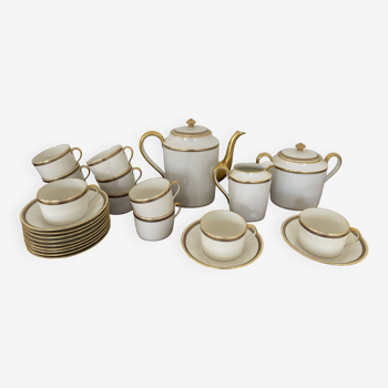 Antique 19th century coffee/tea service in fine Limoge white and gold porcelain - WG & Co - Empir style