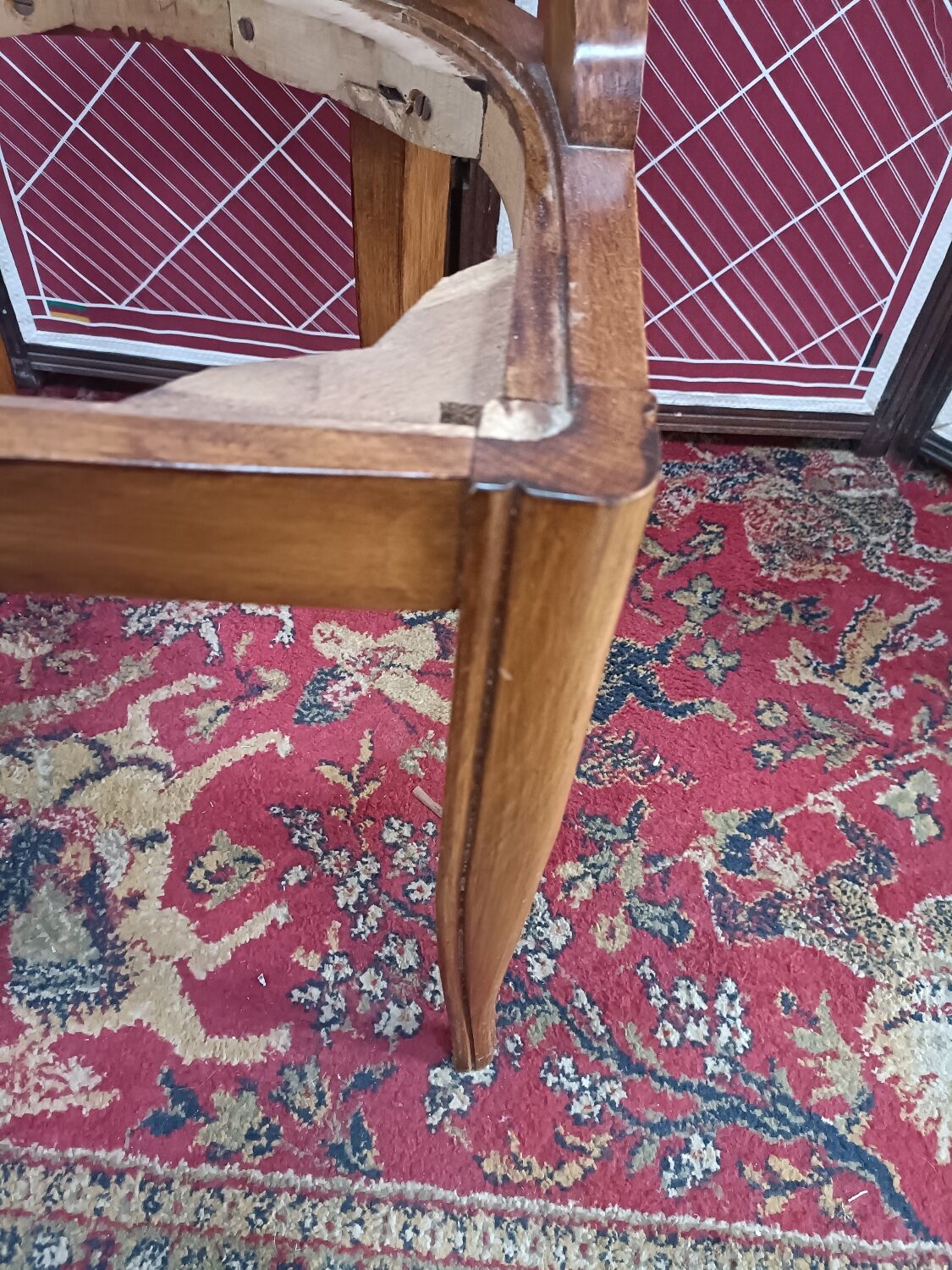 Gondola chair with art-deco motifs, spring leatherette seat