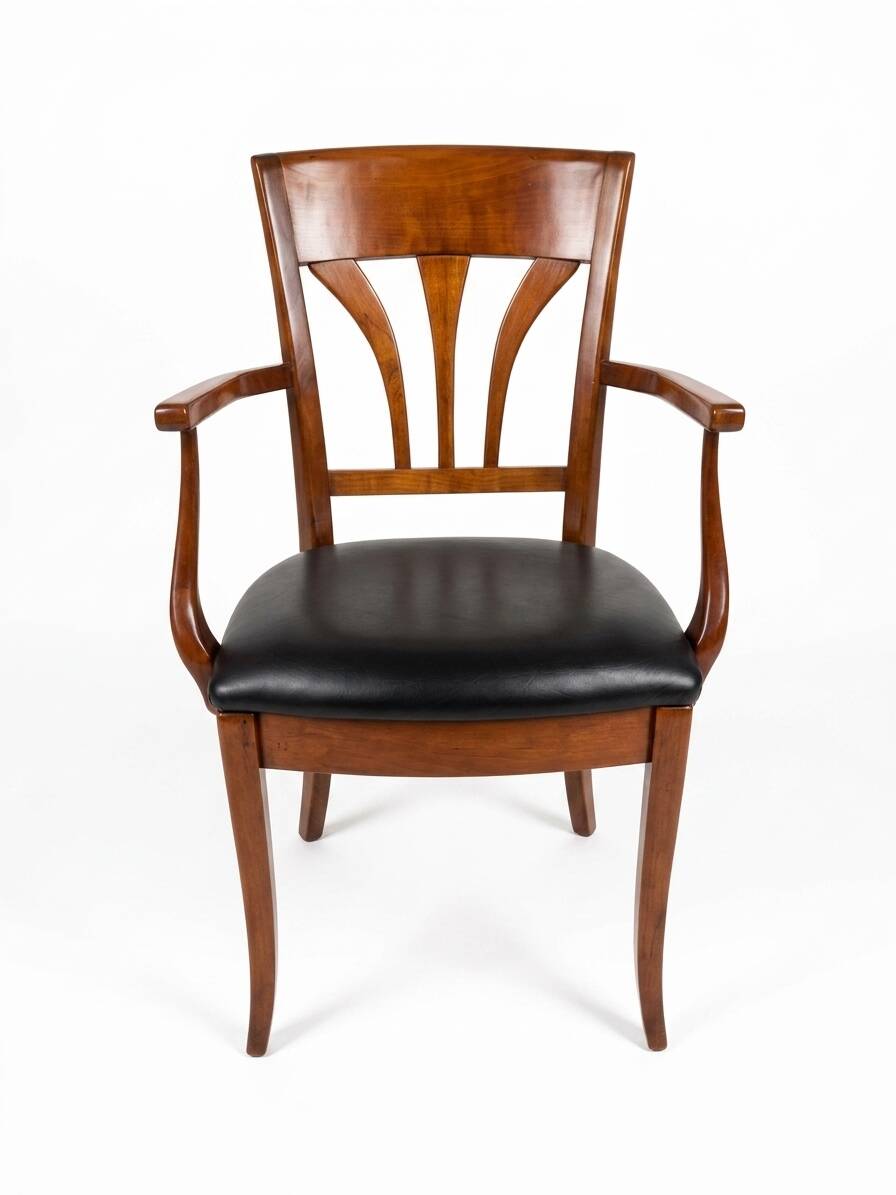 Mid-20th century solid cherry wood office chair.