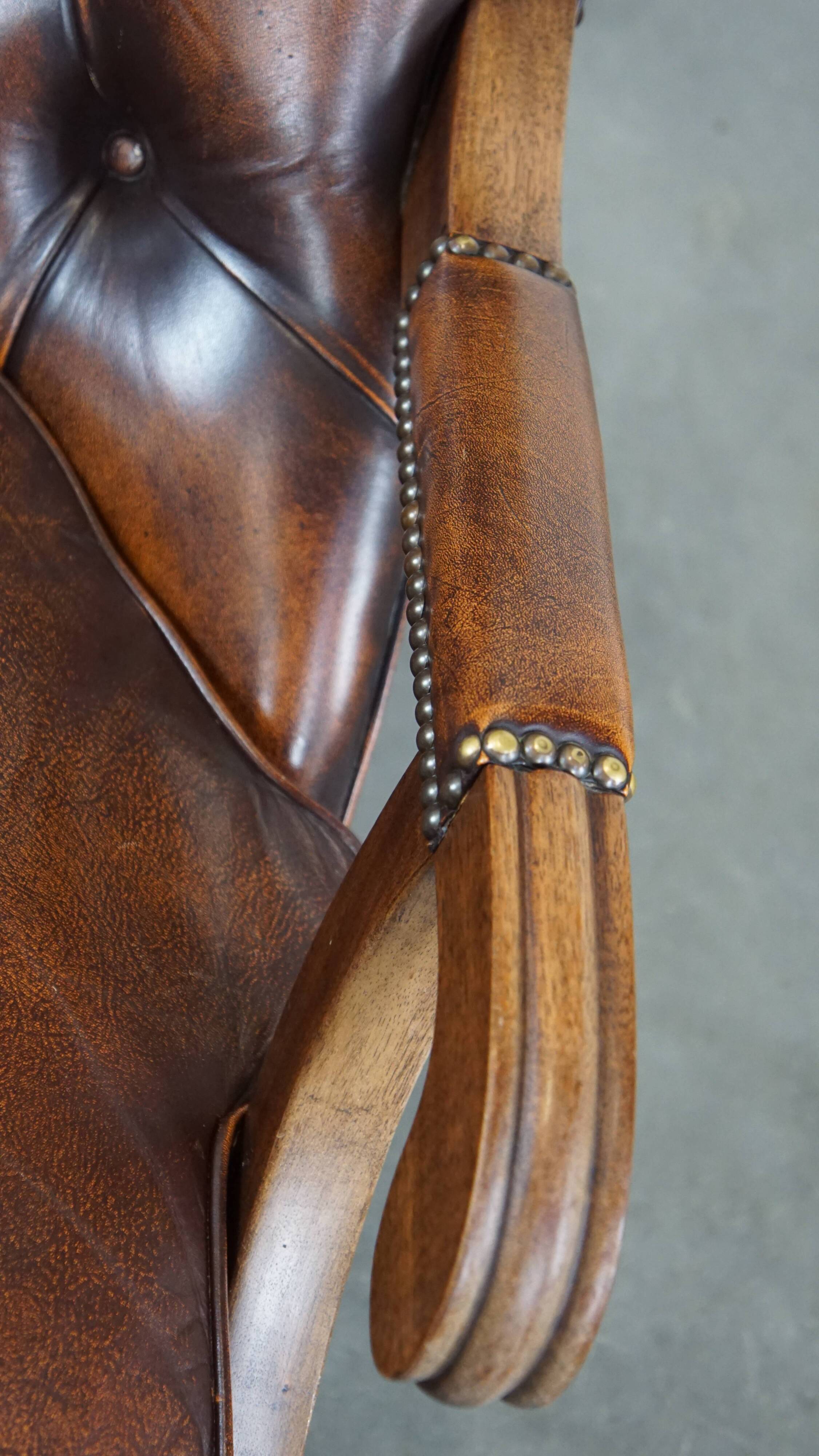 English cow leather chesterfield armchair