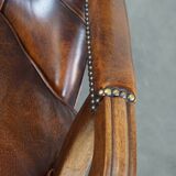 Fauteuil chesterfield en cuir de vache anglais