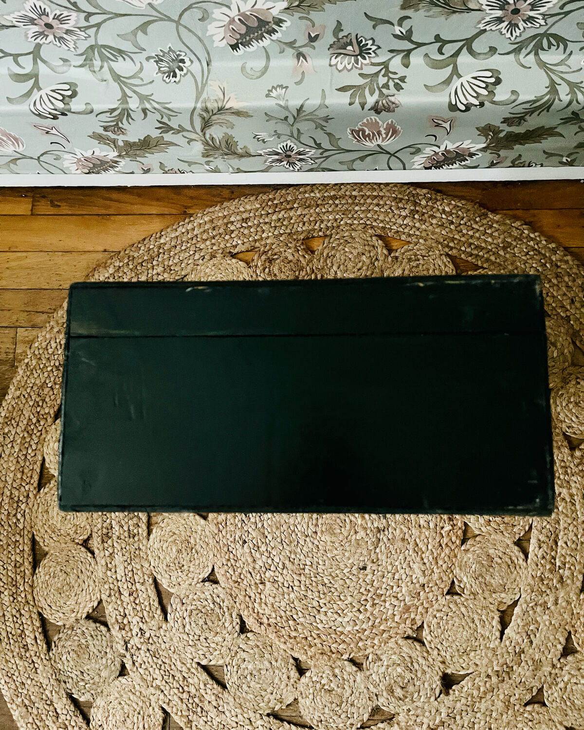 Vintage painter's chest in dark green wood