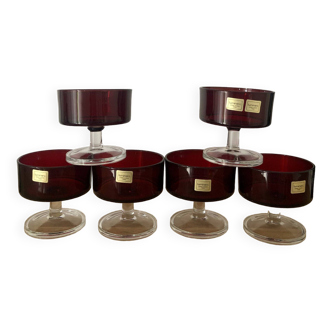 Vintage set of 6 Luminarc cups Sweden model ruby red