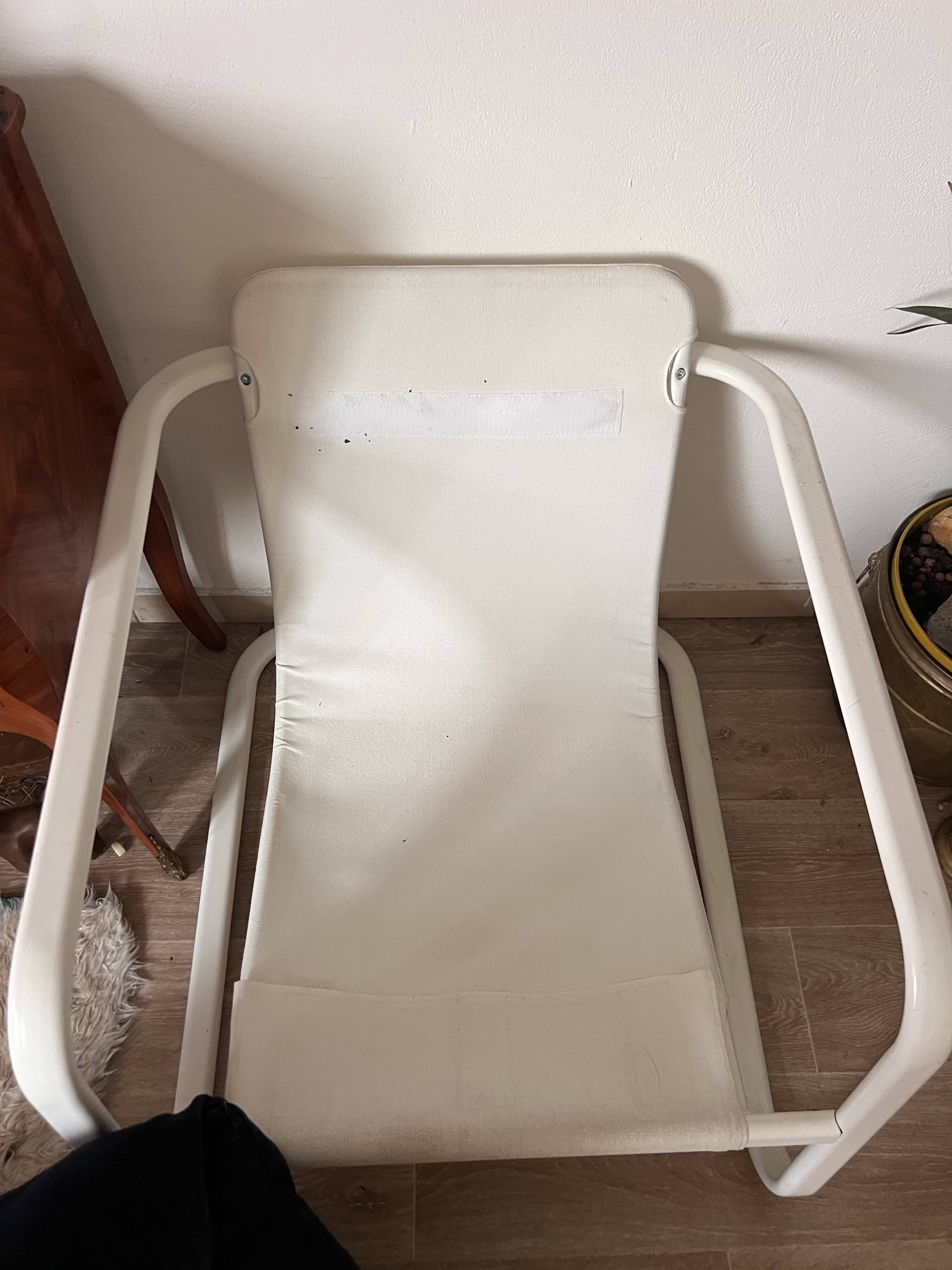 Fauteuil IKEA vintage velours et tube
