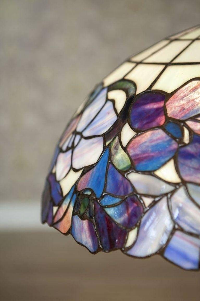20th-Century Hanging Lamp with Multicolored Shade in the style of Tiffany, 1940s