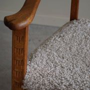 Classic Oak Armchair with Lambswool Upholstery, Mid-Century Danish, 1950s