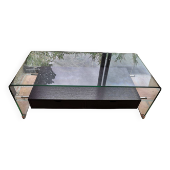 DRIMMER vintage coffee table Wood and glass