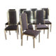 Ensemble de 8 chaises laiton et alcantara Roméo Réga 1970
