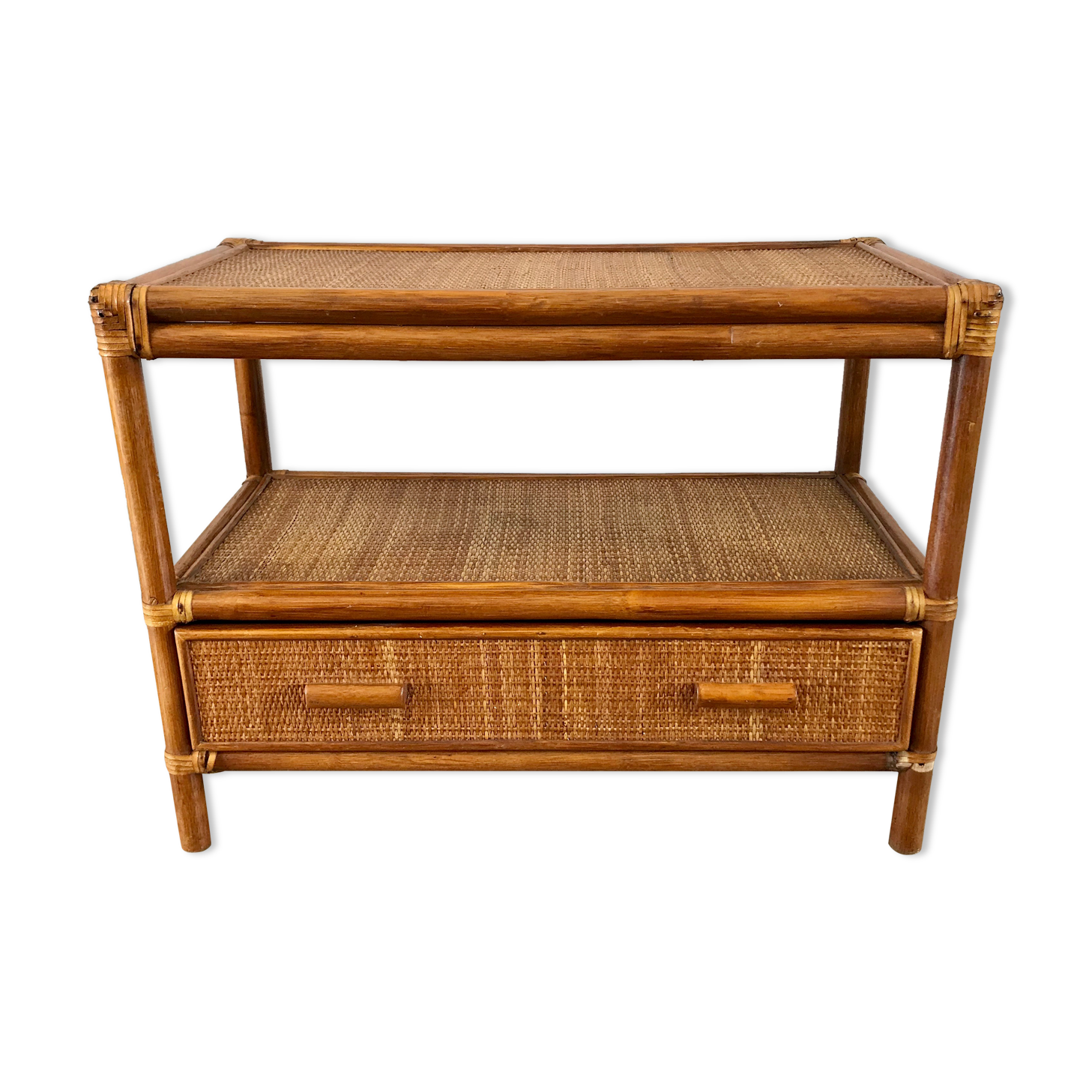 Rattan coffee table and cannage 60s