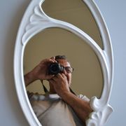 Oval mirror in art nouveau jugendstil style in enamelled cast iron 49 x 29