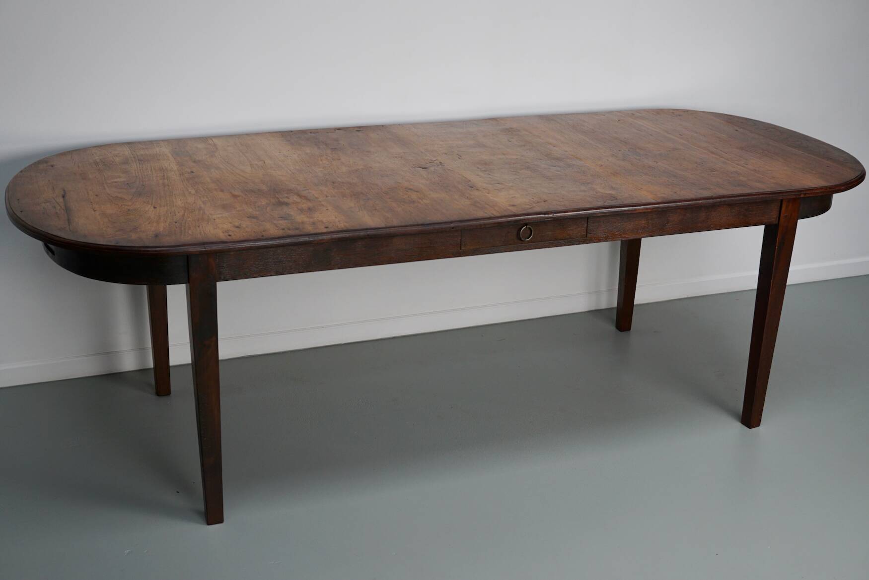 Large Oval Dutch Rustic Farmhouse Teak Dining Table