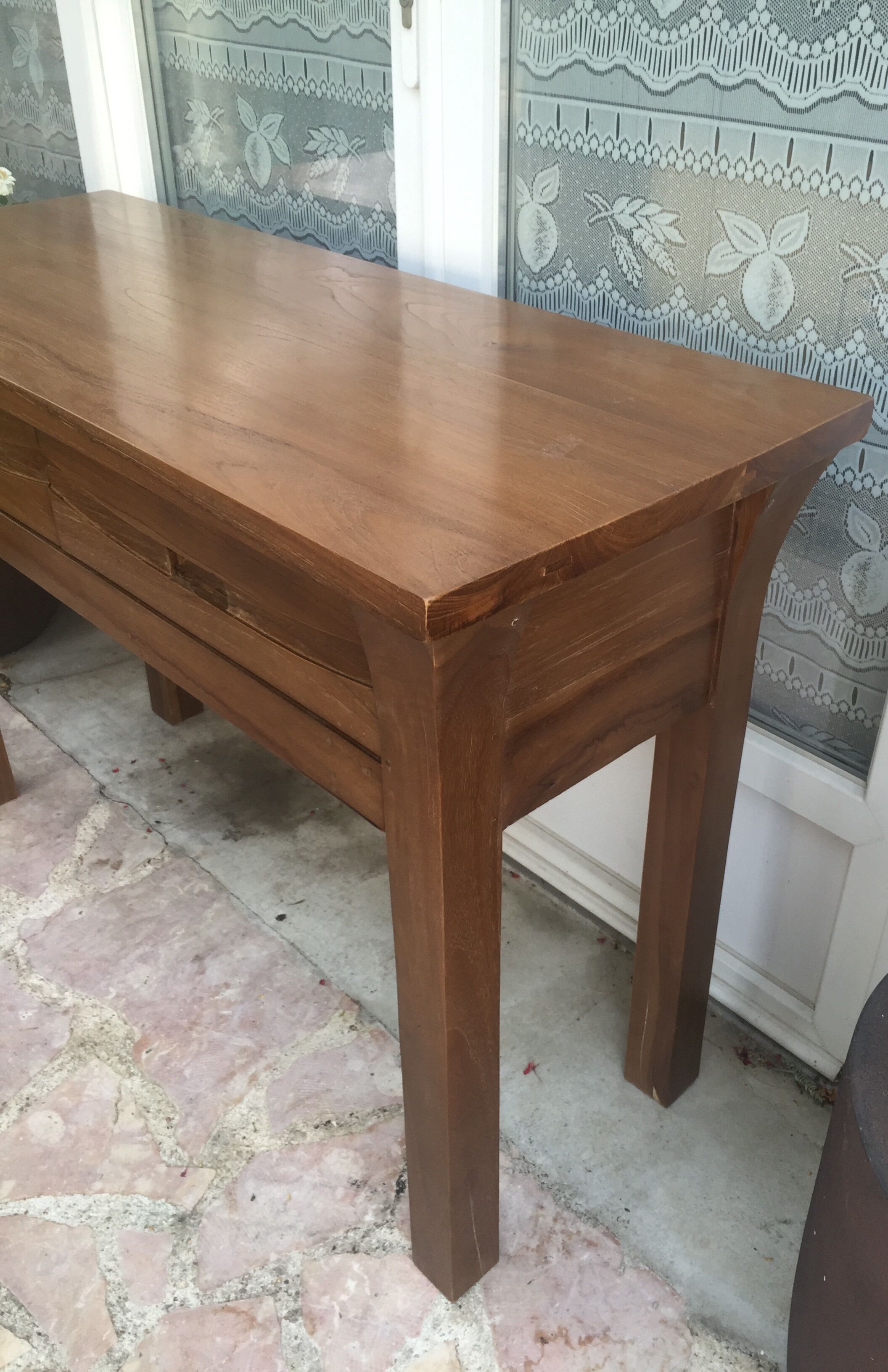 Contemporary-style exotic wooden console