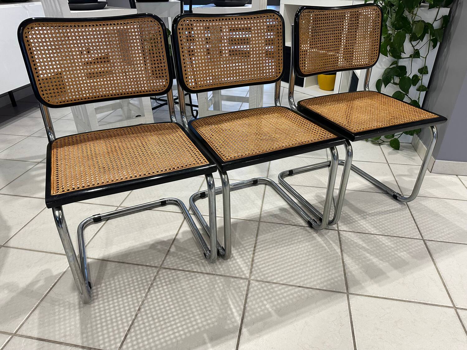 Set of 3 Cesca B32 chairs by Marcel Breuer, 1984.