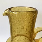 Vintage pitcher or jug forming a vase in amber and bubbled glass in the style of Biot glassware