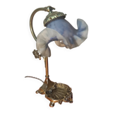 1900 bronze tulip desk or bedside lamp signed vianne 34x22 pretty mod