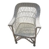 white wicker armchair