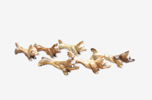 Set de 6 porte couteaux chien en bois