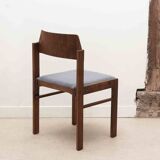 Scandinavian style ebony chair upholstered in gray