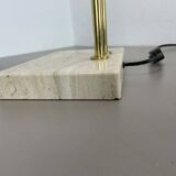 Modernist Travertine and Brass Table Light by Hillebrand Leuchten, Germany, 1980