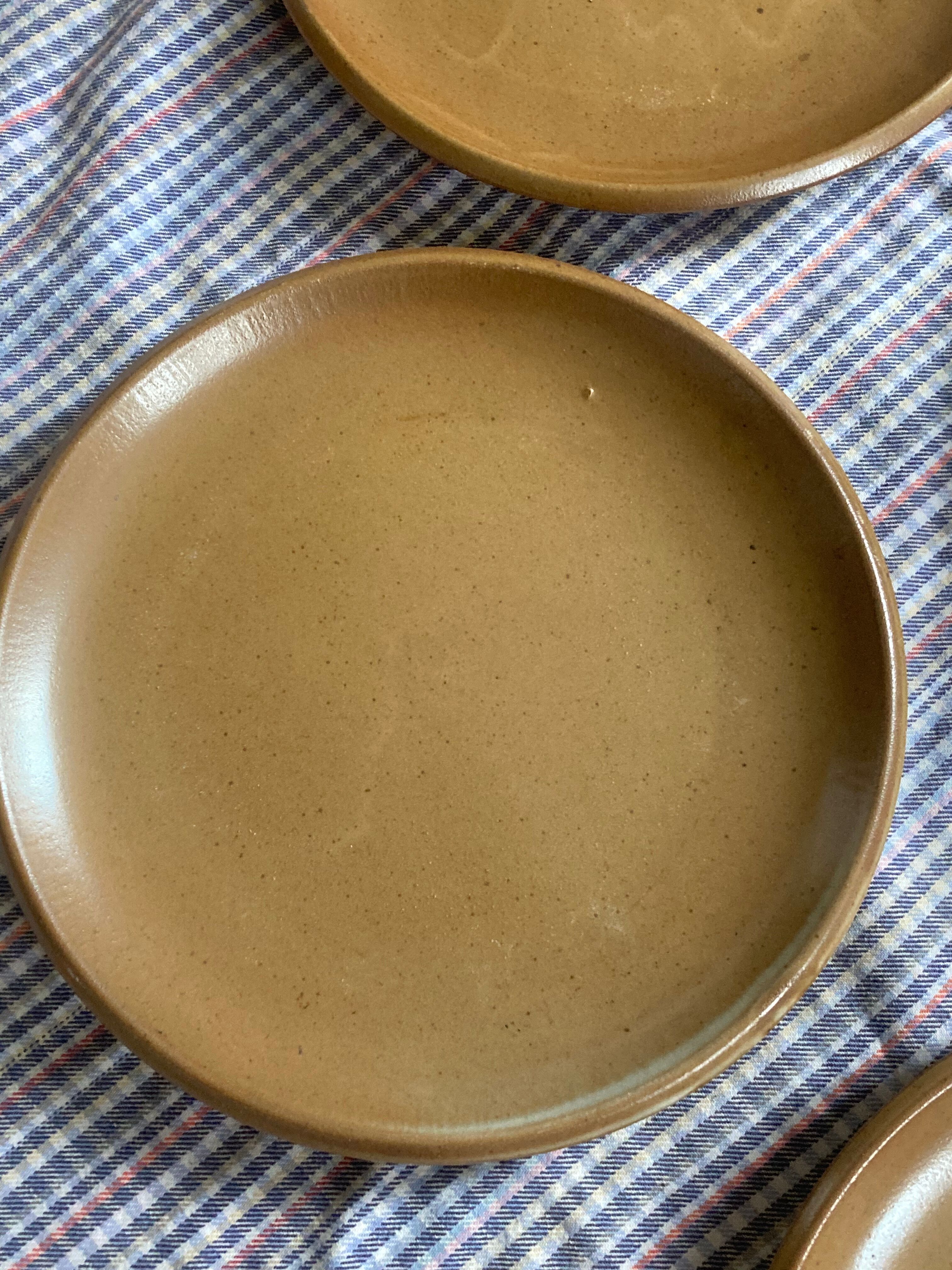 8 assiettes plates en grès de Berne vintage