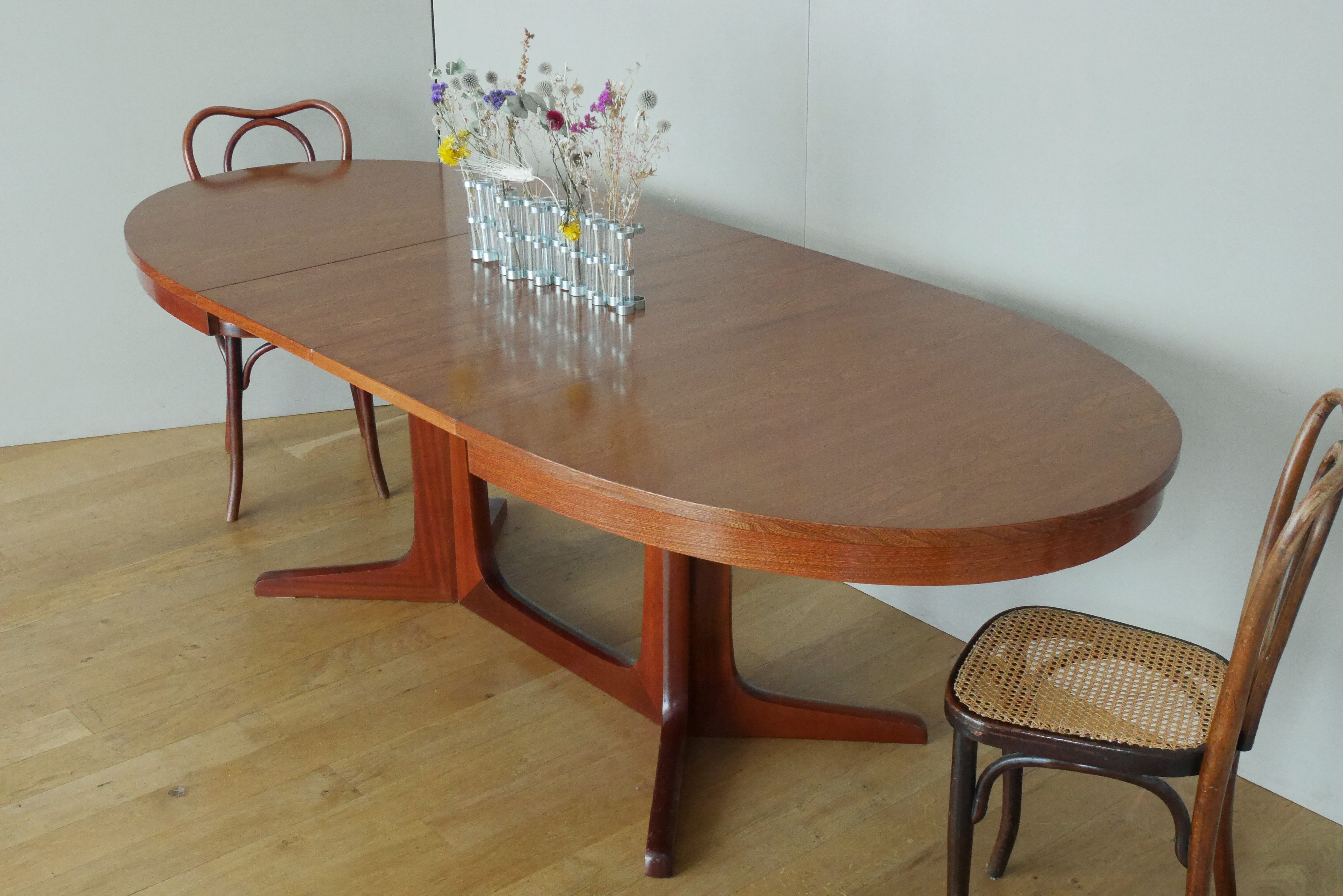 Scandinavian style oval table in central foot with extensions