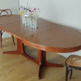 Scandinavian style oval table in central foot with extensions