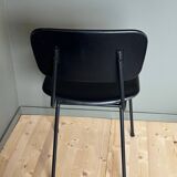 Metal chair and black faux leather, 1950s.