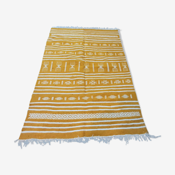 Tapis jaune en laine marocain berbère - 150x100cm