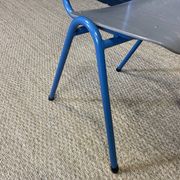 Set of 12 gray wood school chairs with blue feet Netherlands 70s/80s