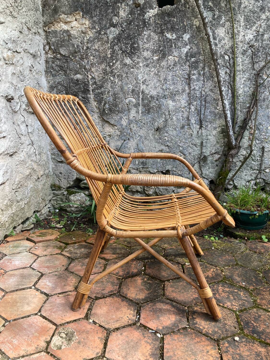 Vintage rattan armchair