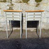 Pair of patinated bedside tables in Louis XVI style