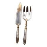 Silver metal fish service design 1930-1950