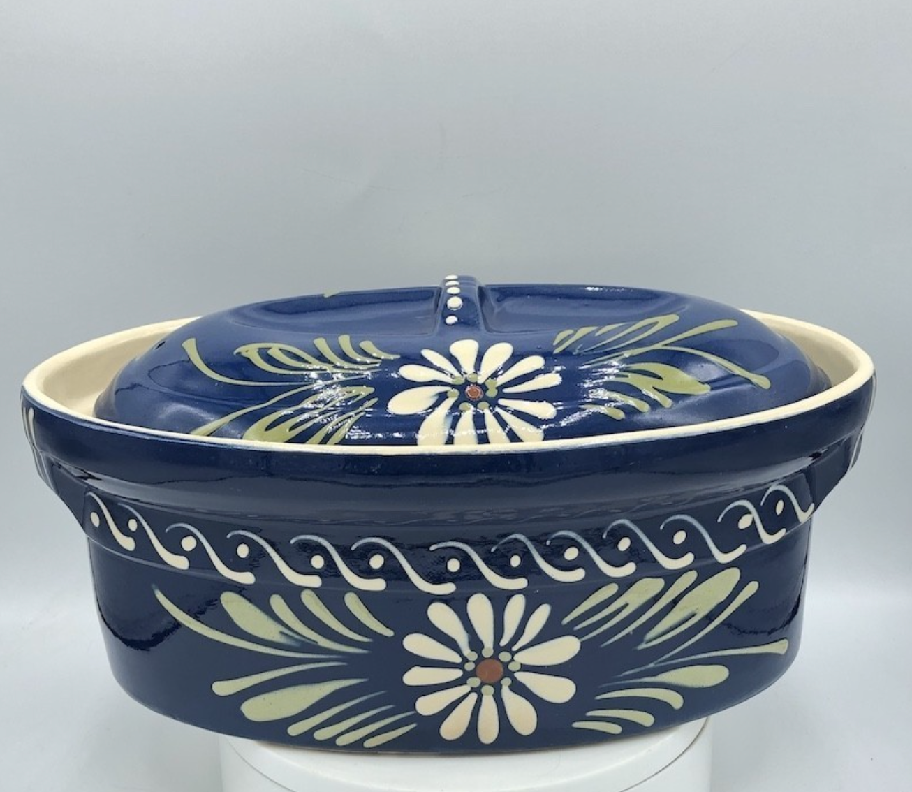 Terrine oval alsace Baeckeoffe blue