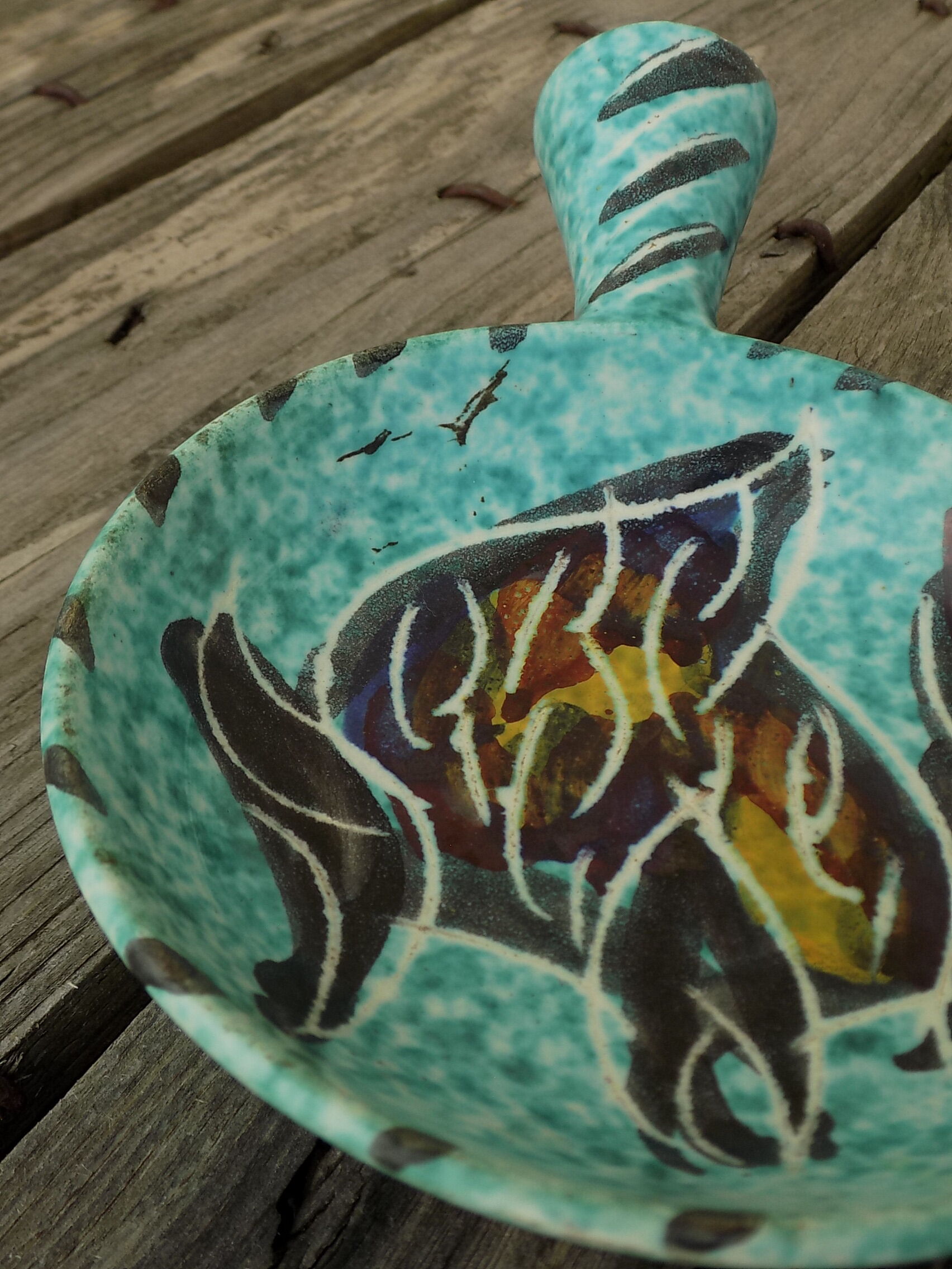 Vallauris fondue pot signed Borty, 1960s