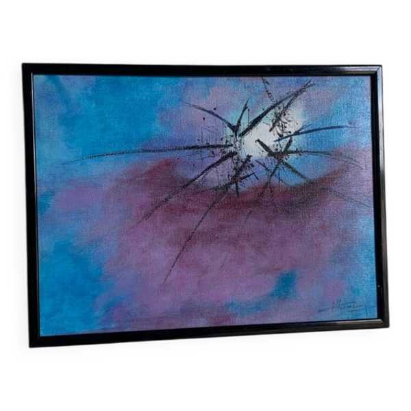 Tableau abstrait vintage - composition gestuelle