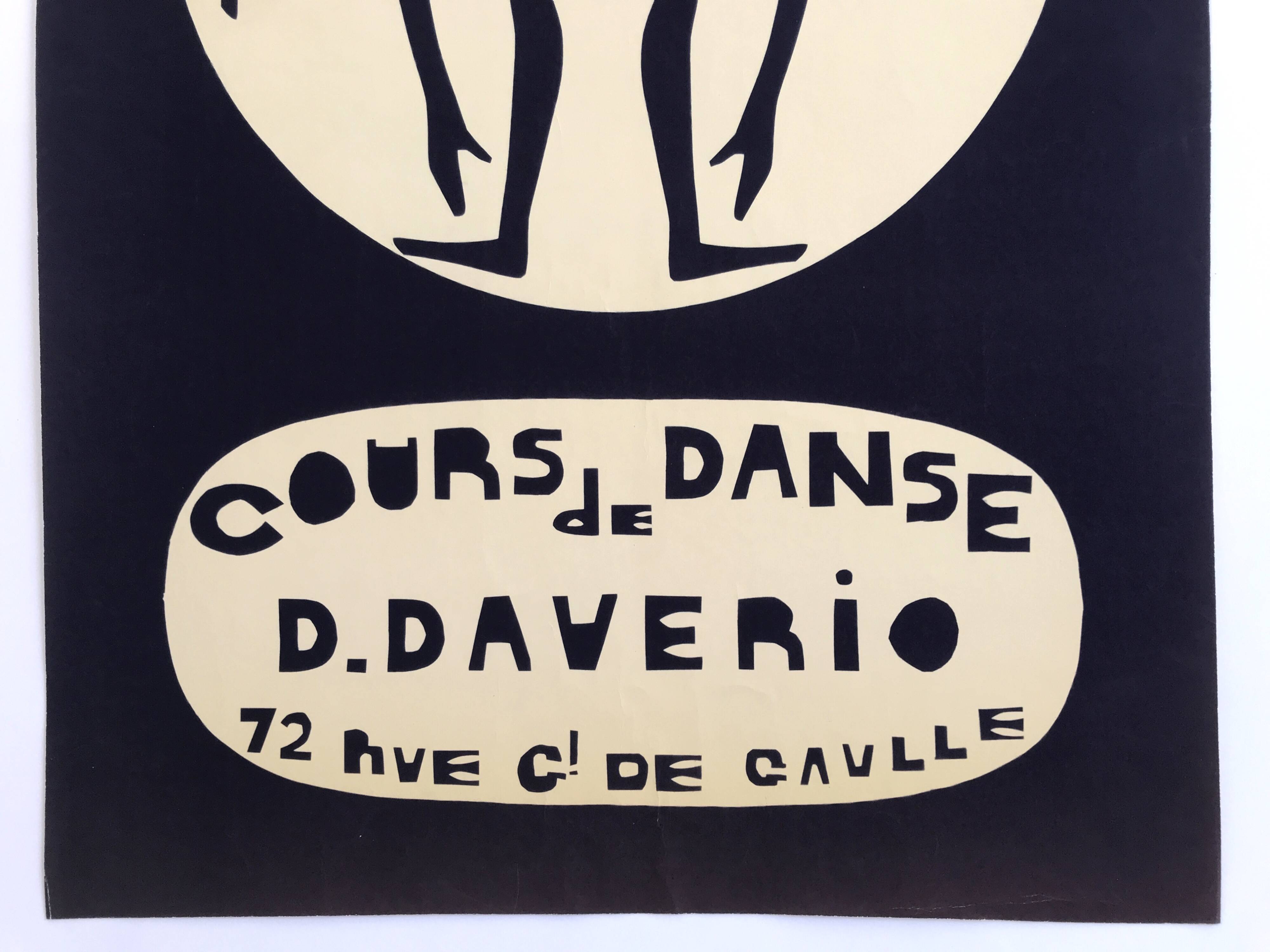 Original poster Dance lessons by D. Daverio, 1970s. Canvased.