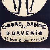 Original poster Dance lessons by D. Daverio, 1970s. Canvased.