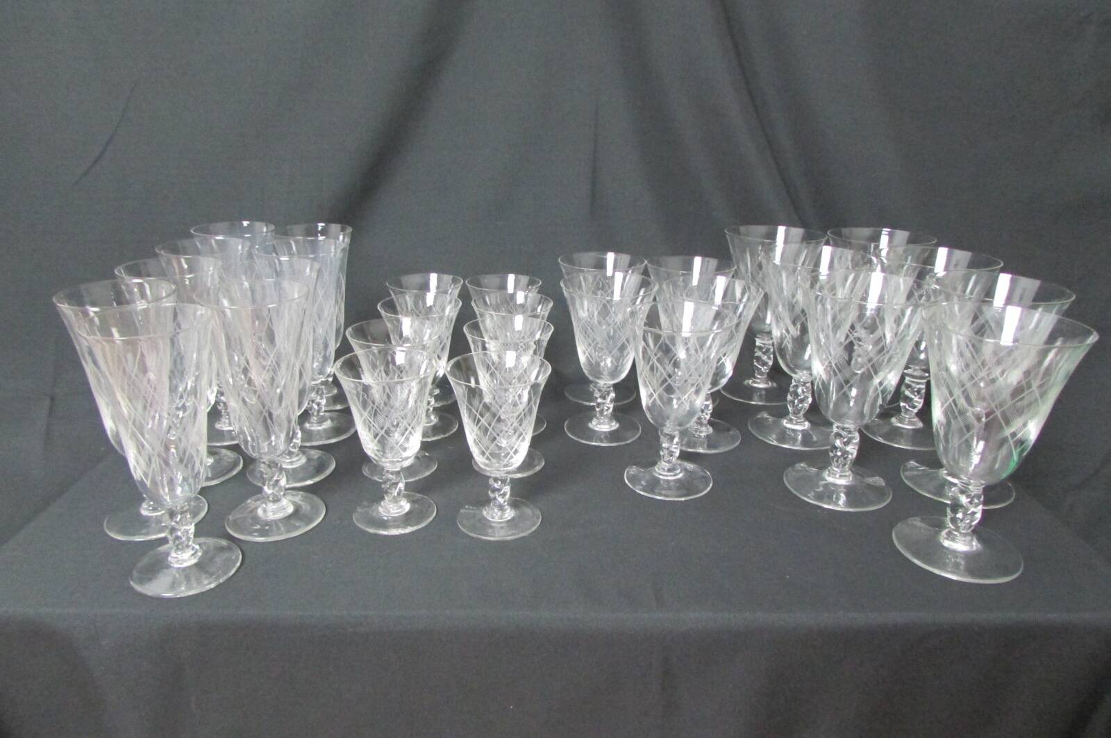 Set of 29 stemmed glasses, flared shape