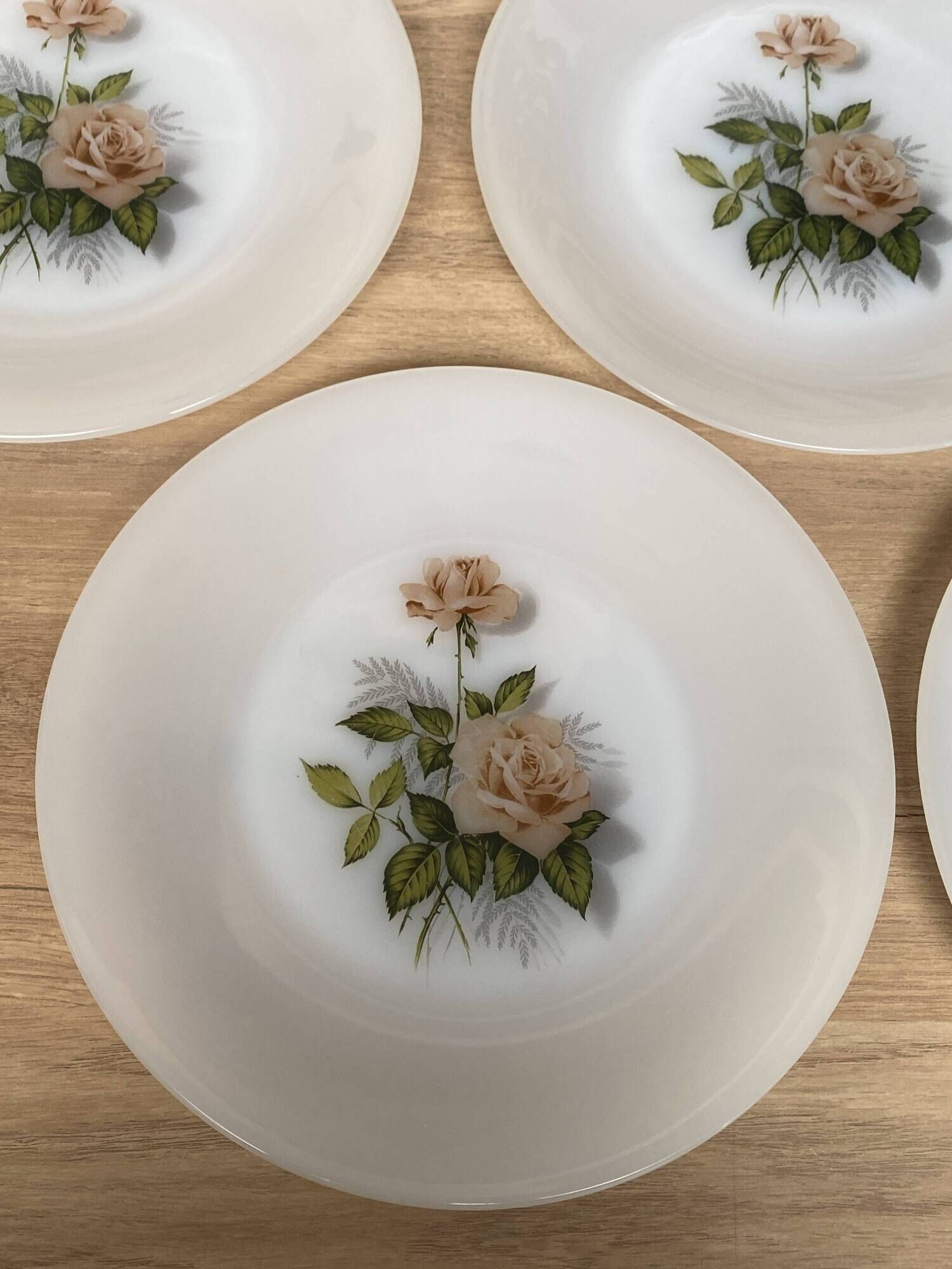 Lot De 5 Assiettes à Dessert Arcopal Rose - Verre, Motif Fleuri, Occasion