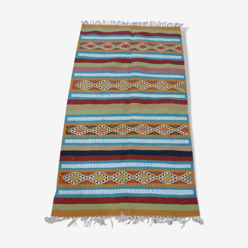 Multicolored hand-woven wool carpet 167x97cm