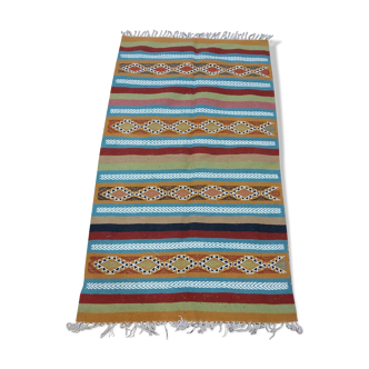 Multicolored hand-woven wool carpet 167x97cm