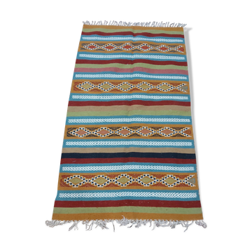Multicolored hand-woven wool carpet 167x97cm