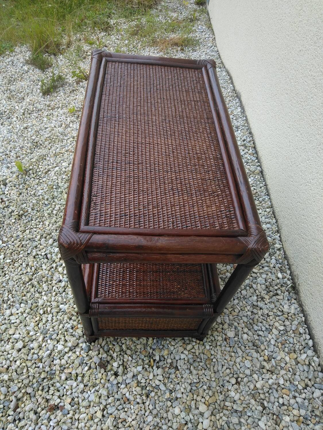 Vintage rattan storage unit