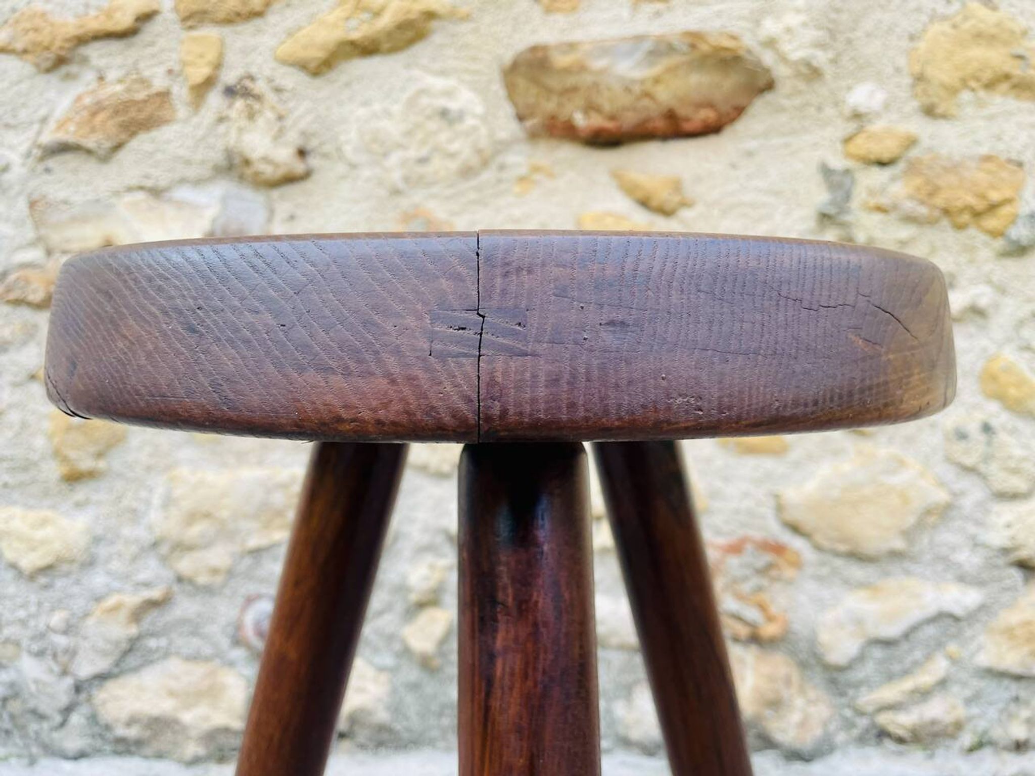 Vintage "Berger" stool, tall, in ash, Charlotte Perriand, 1950s