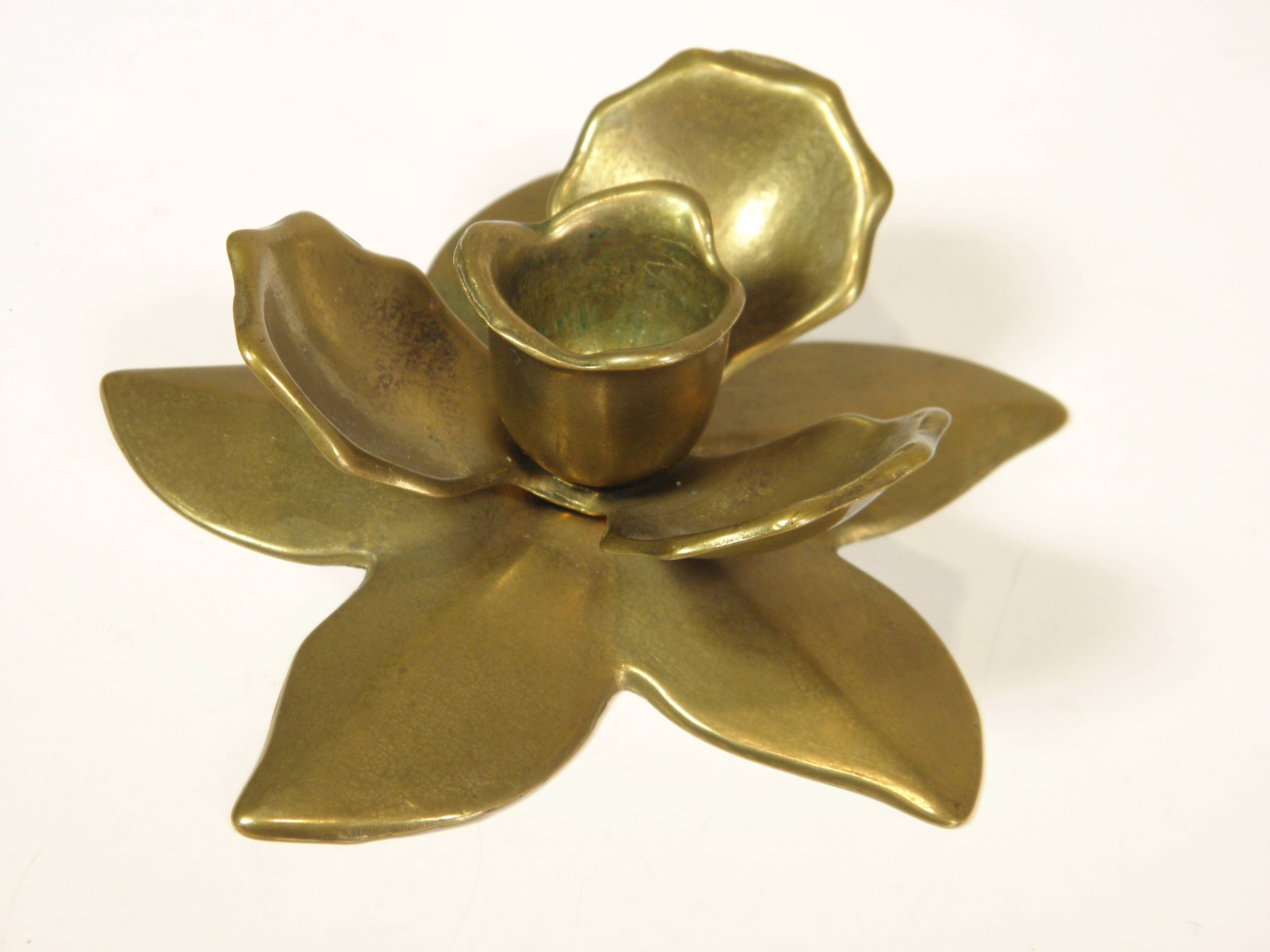 Brass "flower" candle holder, 1970