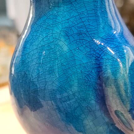 Turquoise glazed faience parrot statuette 23 cm