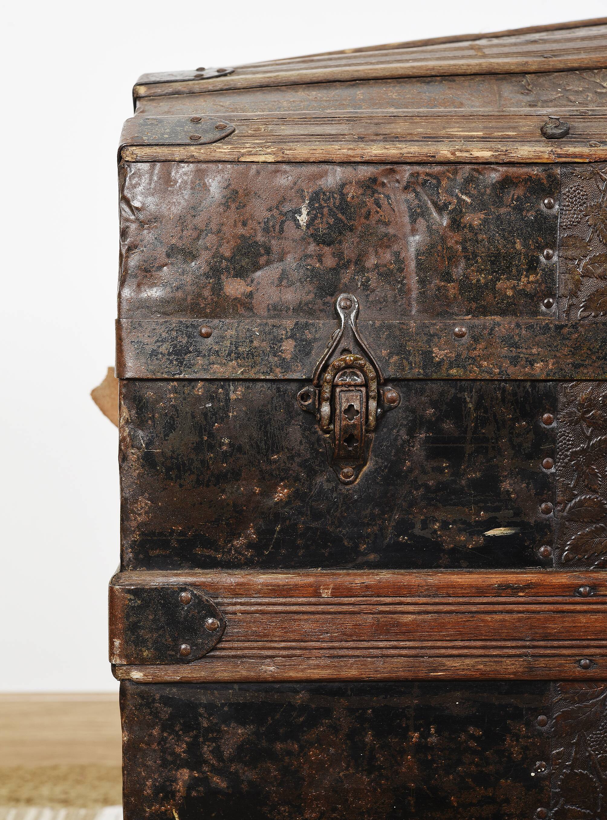 Malle de victorienne, coffre de voyage à vapeur, XIXème.