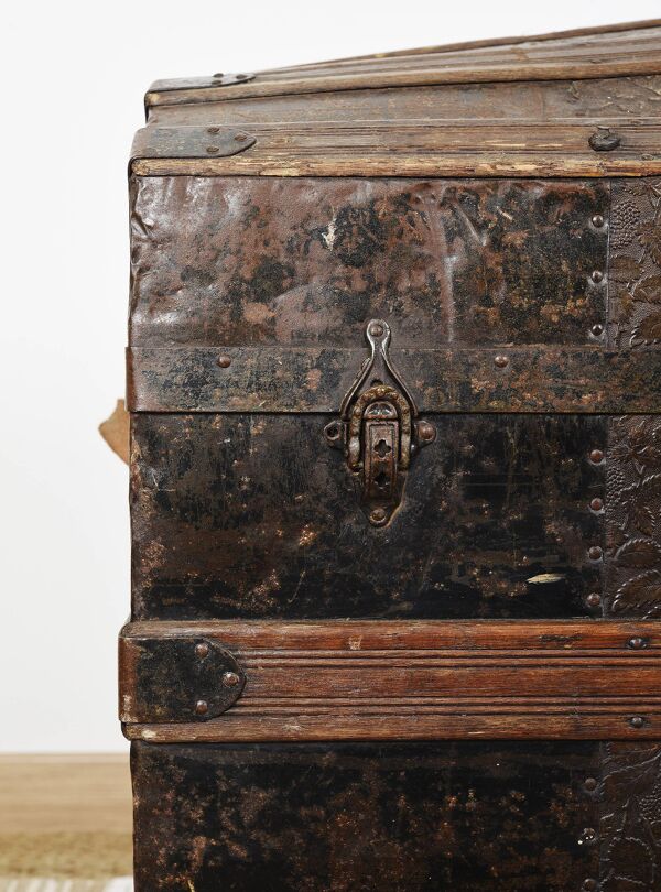 Malle de victorienne, coffre de voyage à vapeur, XIXème.